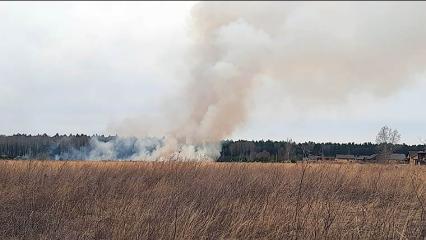 В Нижнекамске горит поле рядом с жилыми домами