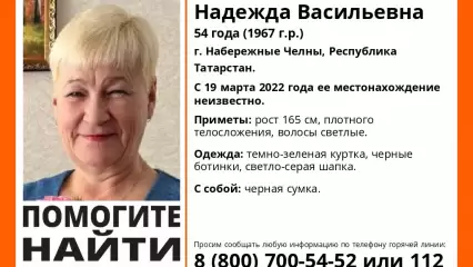 В Челнах четвёртый день разыскивается 54-летняя женщина