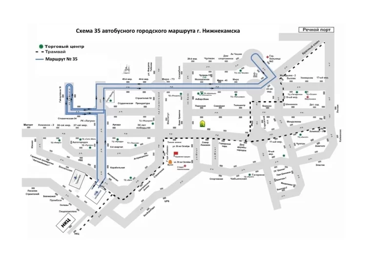 Схема движения нового маршрута № 35