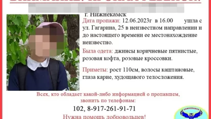 В Нижнекамске пропала 10-летняя девочка