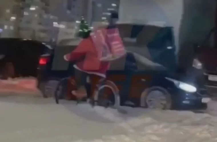 В Нижнекамске заметили новогоднего курьера