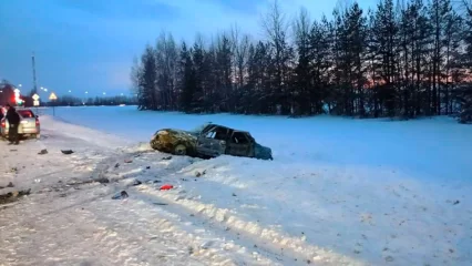 В Нижнекамском районе легковое авто вылетело в кювет