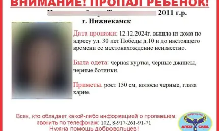 В Нижнекамске 12 дней ищут пропавшую девочку-подростка