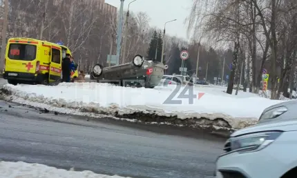 В Нижнекамске произошло второе ДТП с «перевёртышем» за двое суток - телеканал НТР 24